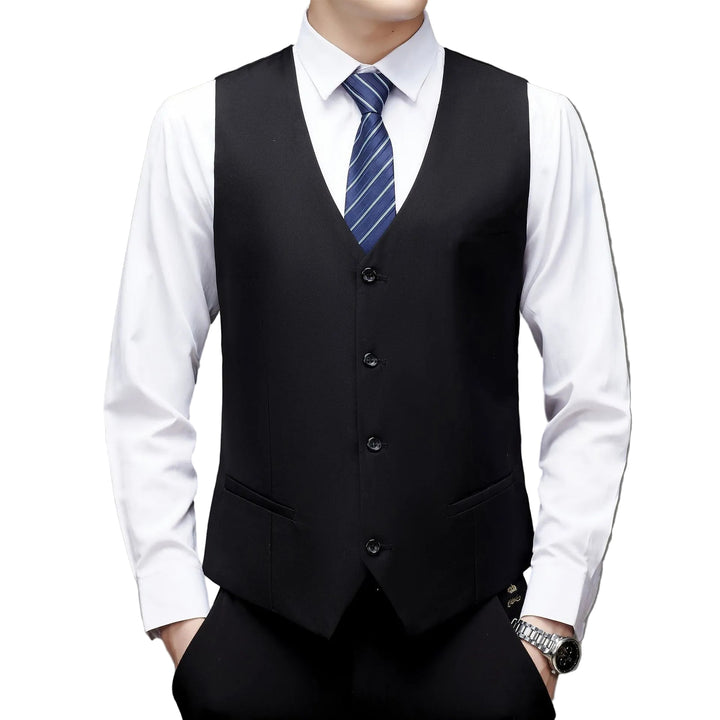 Black Slim-fitting Work Clothes Men's Suit Vest Business Wear - cas7m
