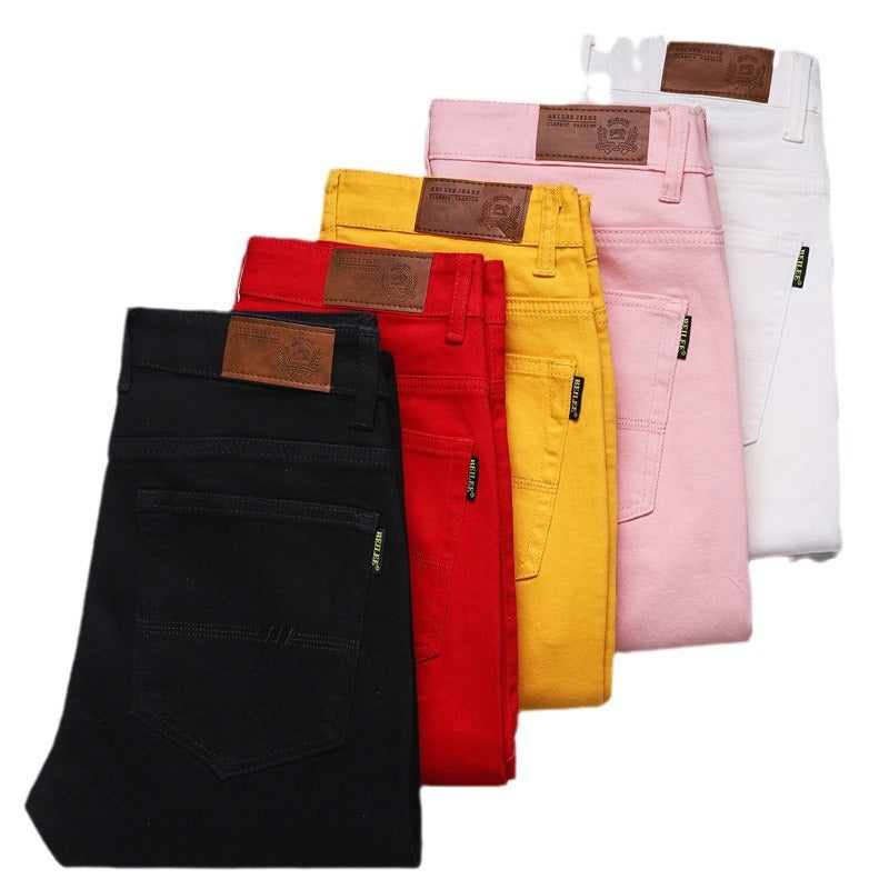 Slim Fit Stretch All-matching Mid Waist Casual Jeans - cas7m