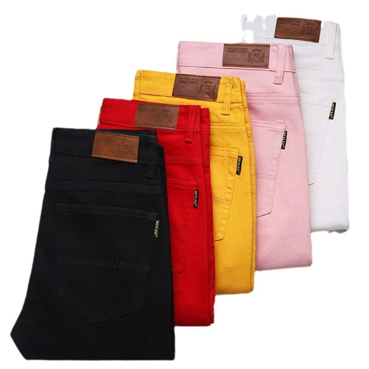 Slim Fit Stretch All-matching Mid Waist Casual Jeans - cas7m