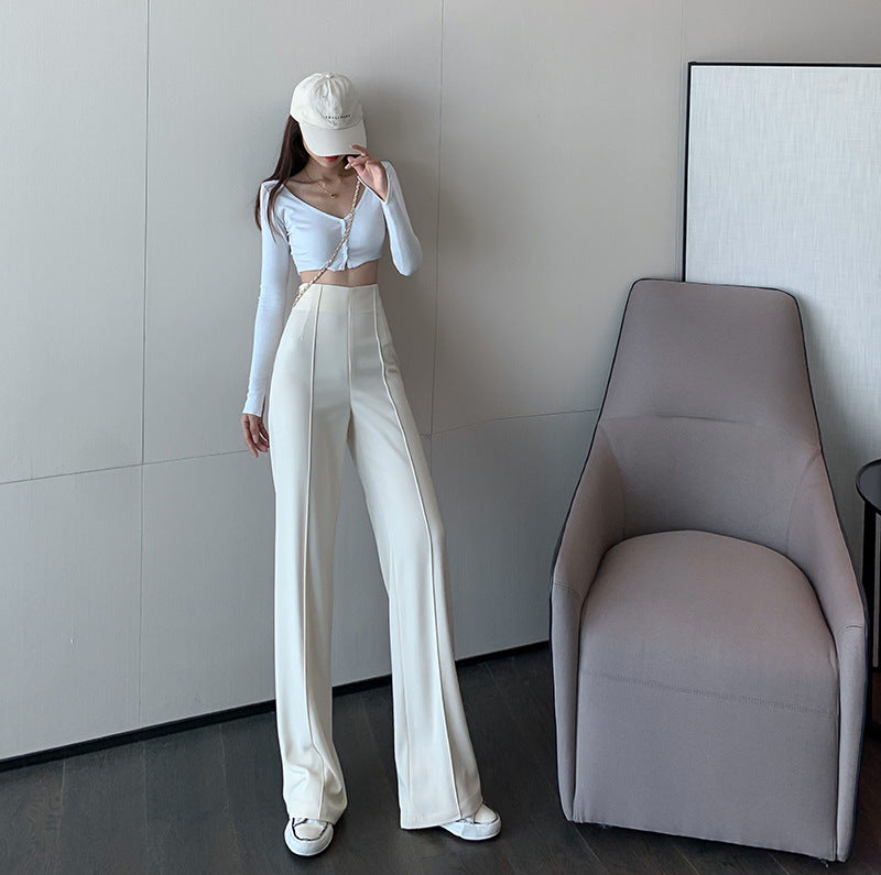 Women's Wide-leg Pants Spring New High-waist All-match Drape Mopping Trousers - cas7m