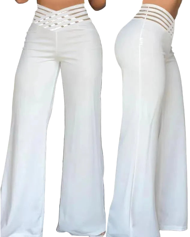 Hollow-out Belt Trousers Micro-flared - cas7m