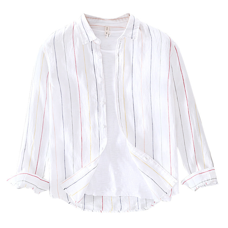 Casual Men's Striped Long Sleeve Shirt - cas7m
