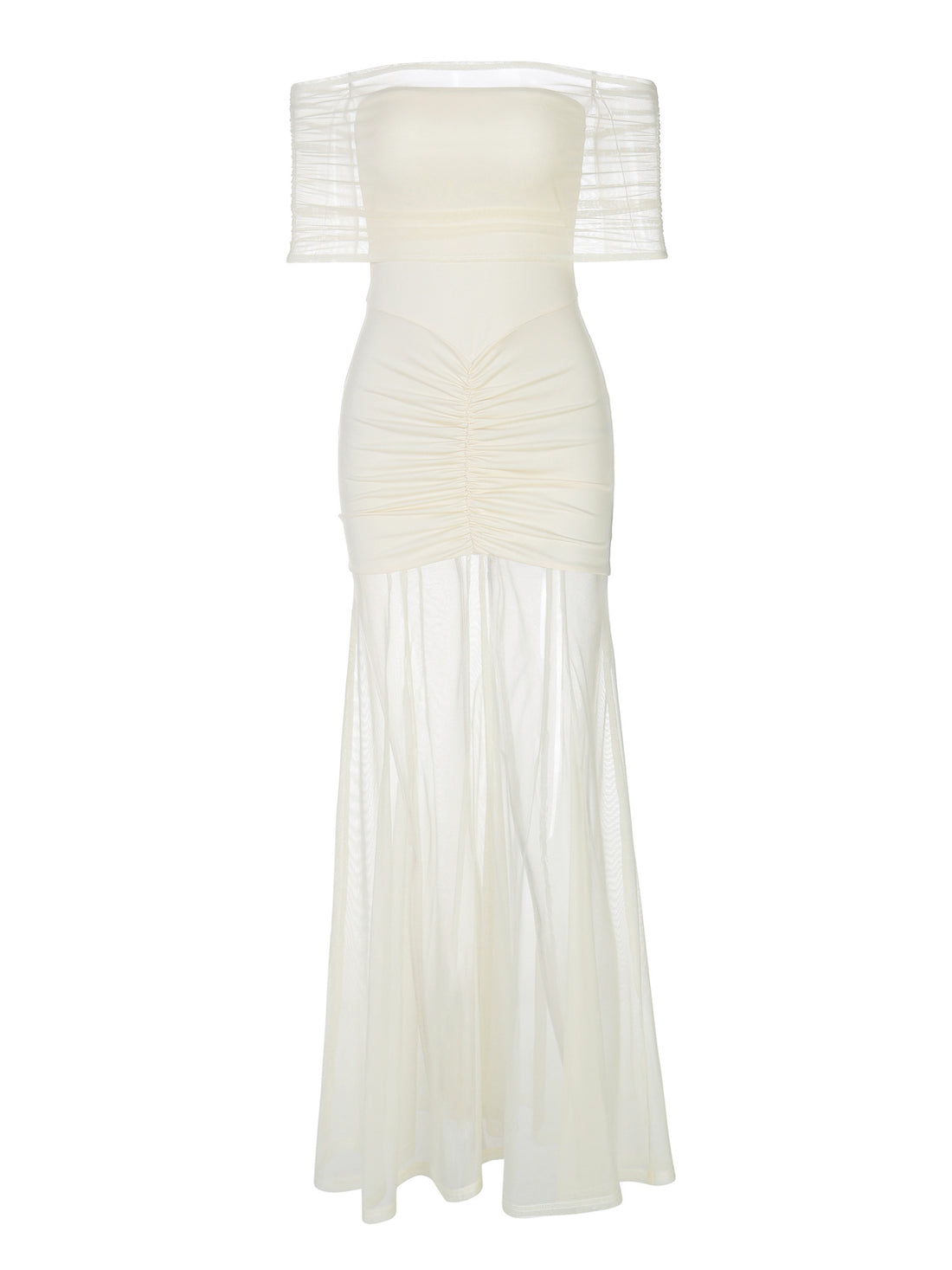 Sexy Off-shoulder Pleated Mesh Dress For Women - cas7m