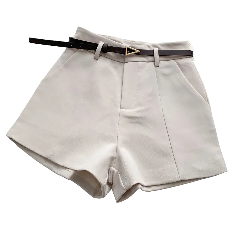 Fashion Versatile High Waist Slim Suit Shorts - cas7m