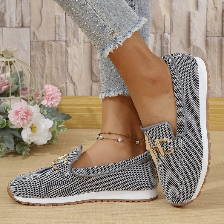 Women's Solid Color Flat Sneakers - Casual Lightweight Walking Shoes For Daily Wear And Comfortable All-match Style - cas7m