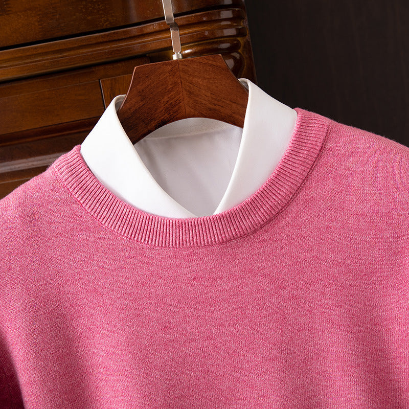Round Neck Pullover Bottoming Shirt Casual Business Loose Long Sleeve Sweater - cas7m