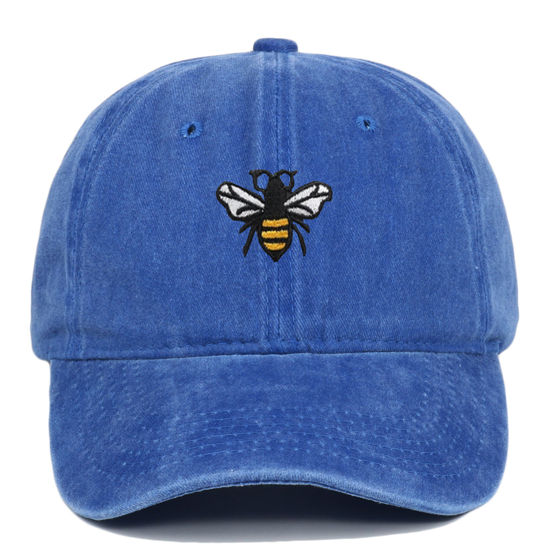 Bee Embroidery Baseball Cap Vintage Worn Looking Washed-out - cas7m