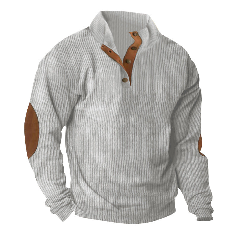 Corduroy Casual Stand Collar Long-sleeved Sweater - cas7m