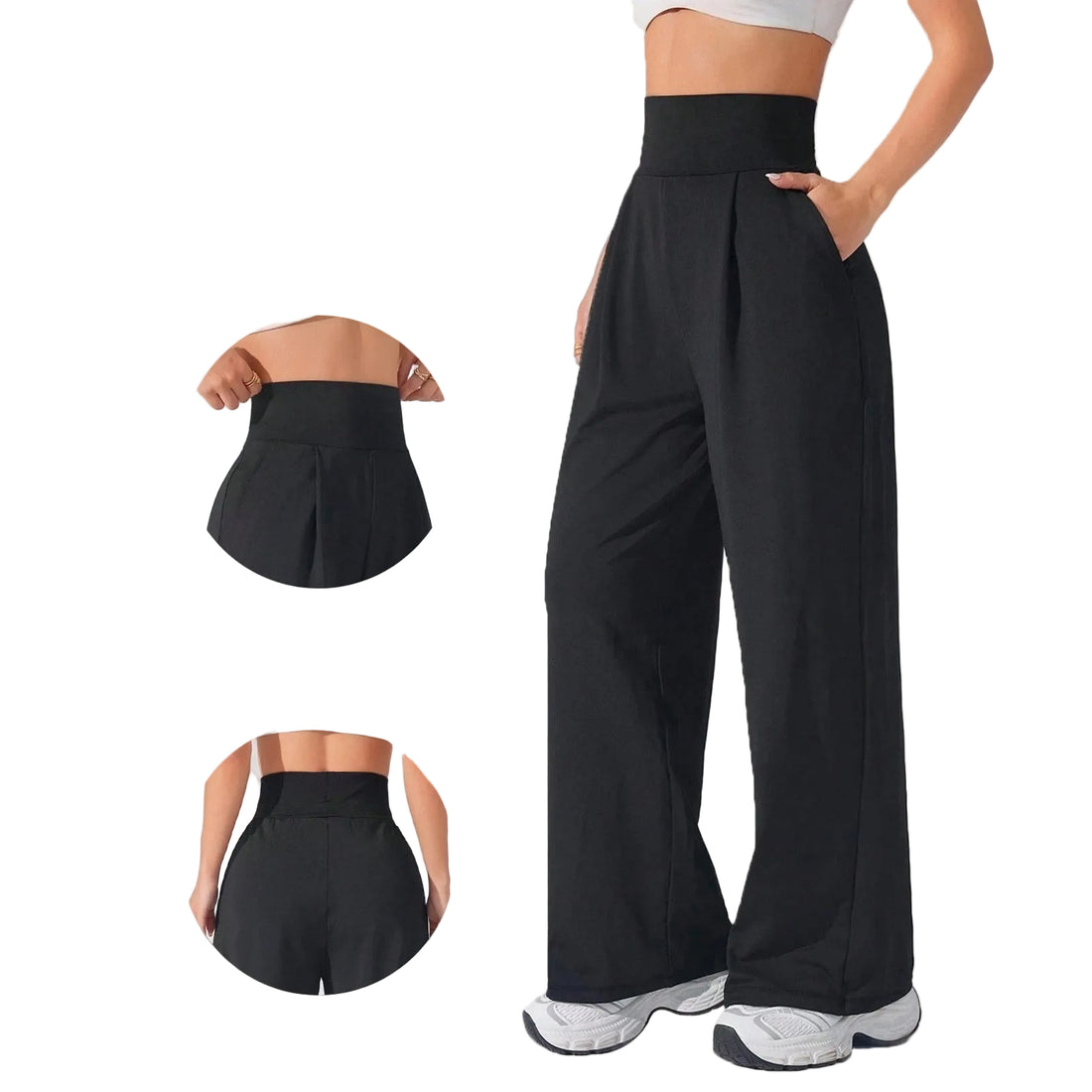 Ladies' Slimming High-Waisted Straight Pants - cas7m