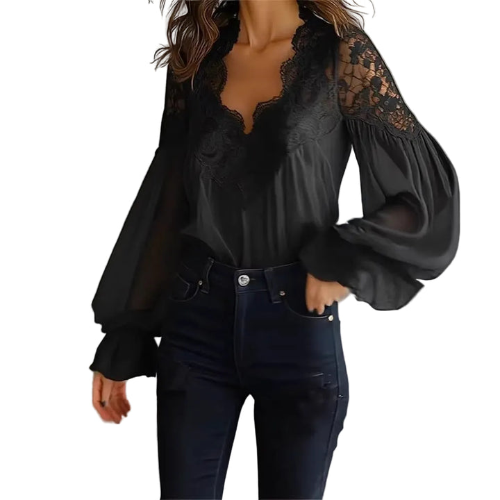 Ins Puff-sleeved Blouse Fashion Elegant Ruffle Pleated Long-sleeved Top Womens Clothing - cas7m