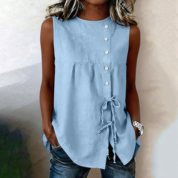 Loose-fit Sleeveless Shirt Blouse For Women - cas7m