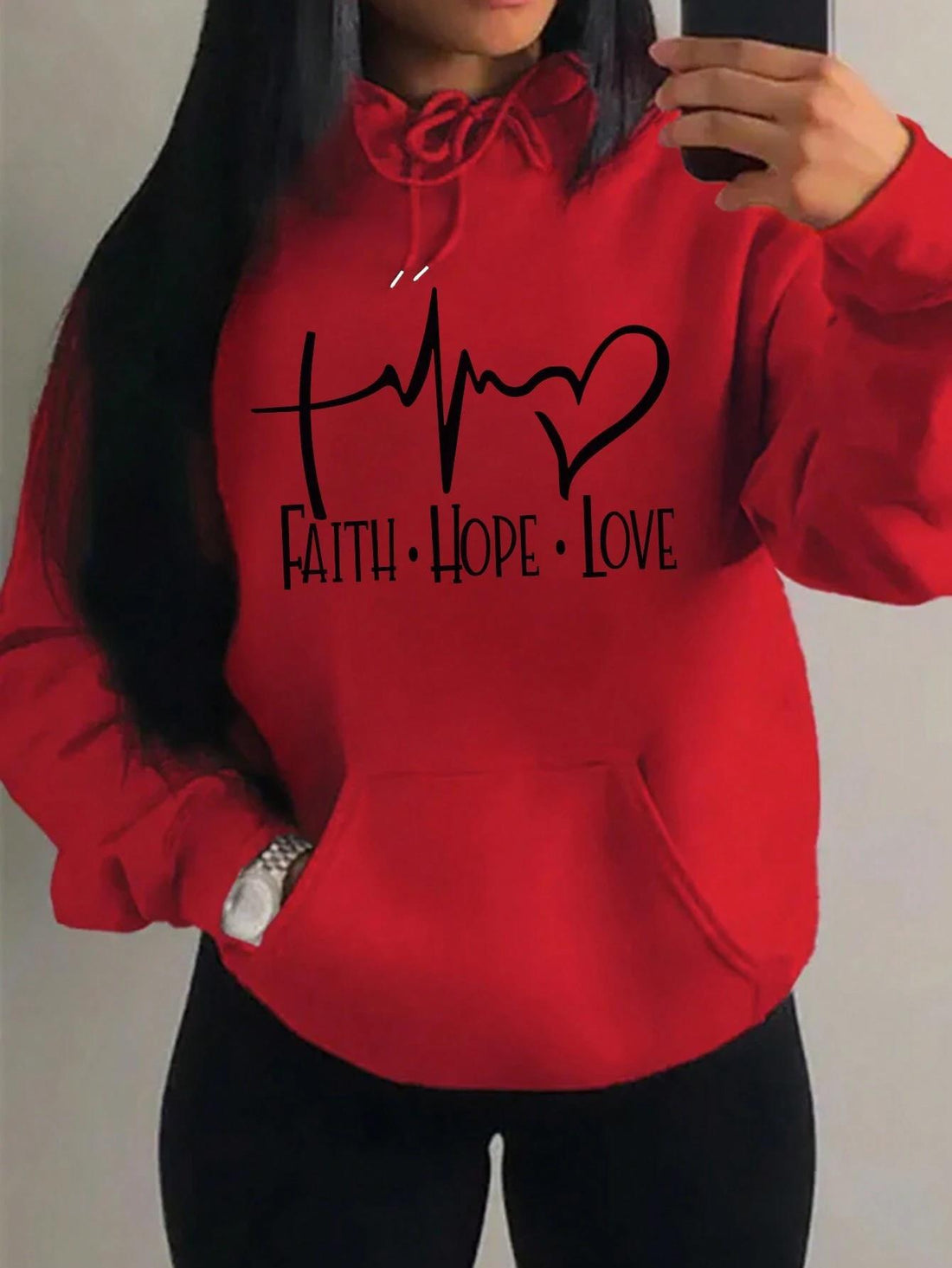 Faith Hope Love Letter Graphic Women Hoodie - cas7m