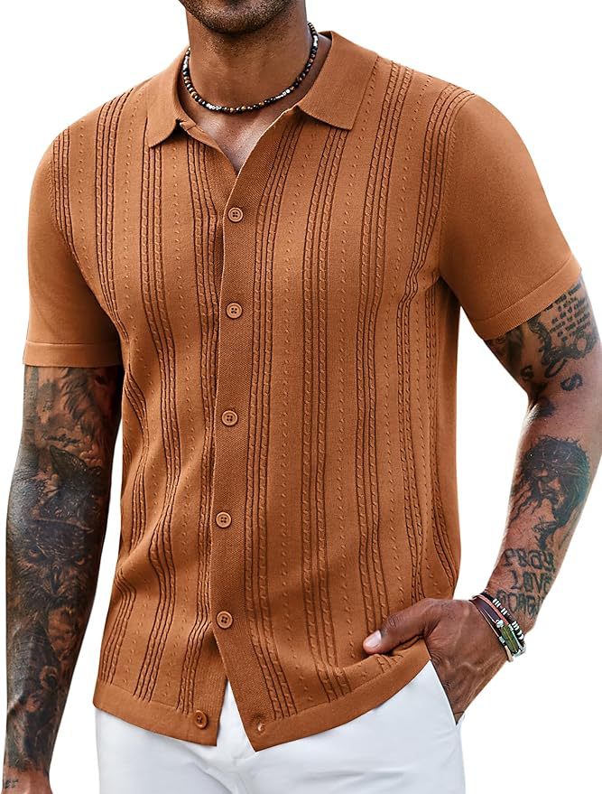 Fashionable Striped Hollow-Out Knitted Sweater For Men - cas7m