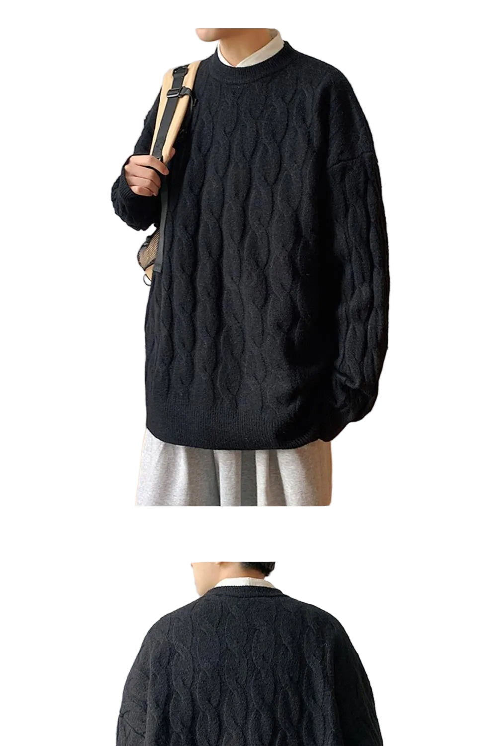Loose Base Twist Round Neck Sweater Hand-woven Sweater - cas7m