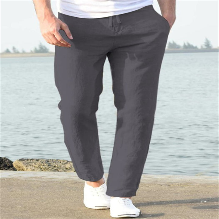 Men's Linen Summer Casual Pants Drawstring Trousers - cas7m