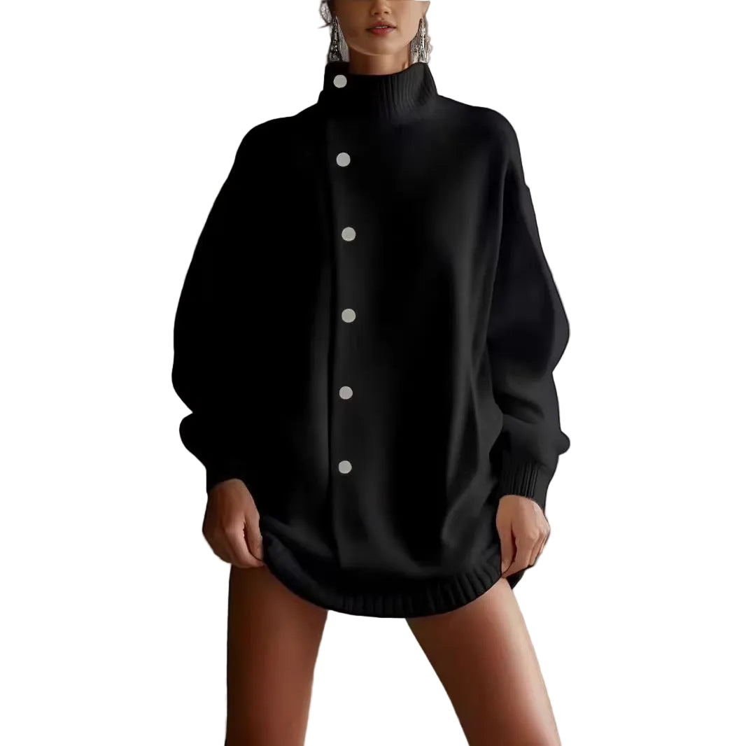 Womens Turtleneck Sweater Cardigan Knitted Outerwear For FallWinter - cas7m
