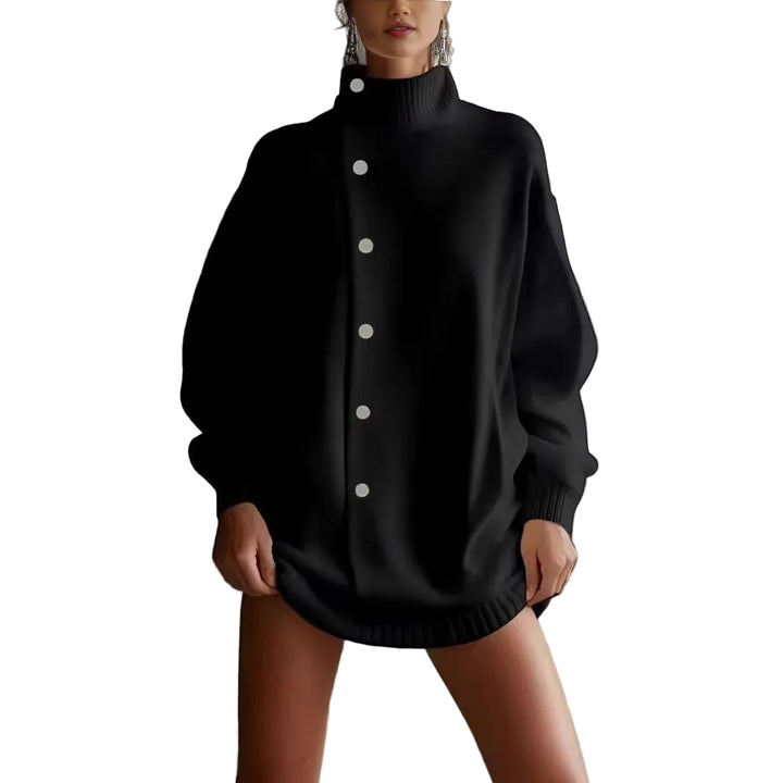 Womens Turtleneck Sweater Cardigan Knitted Outerwear For FallWinter - cas7m