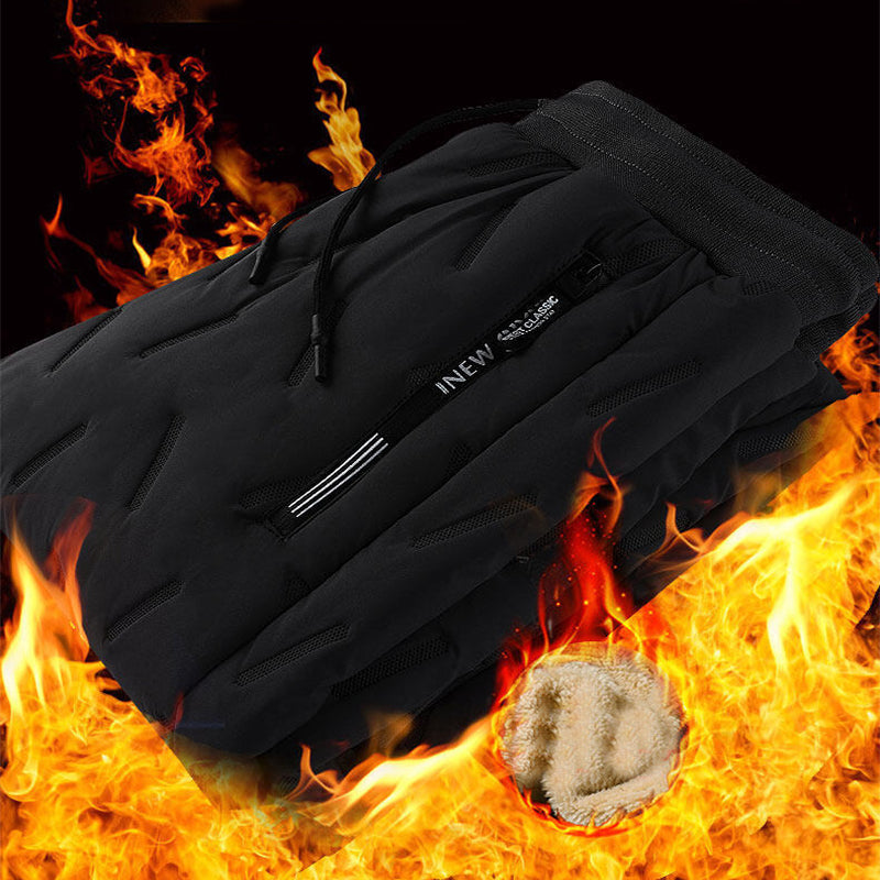 Men's Trousers Winter Velvet Thickening Loose Fleece Pants With Zip Pocket Large Size Windproof Warm Jogging Pants - cas7m