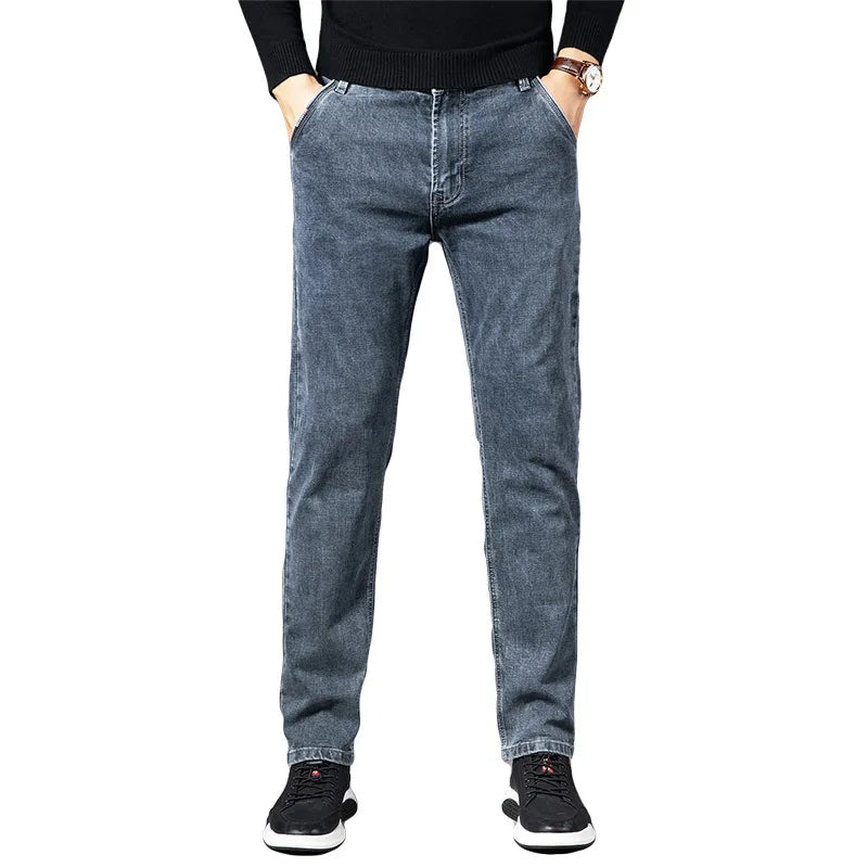 Men's Loose Straight Smoky Gray Jeans - cas7m