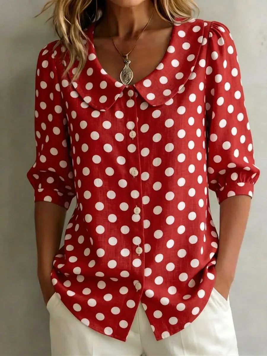 Retro Polka Dot Pattern Womens Shirt - cas7m