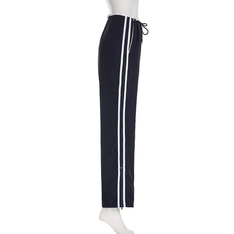Striped Sports Pants Women Baggy Casual Classic Track Sweatpants Trousers - cas7m
