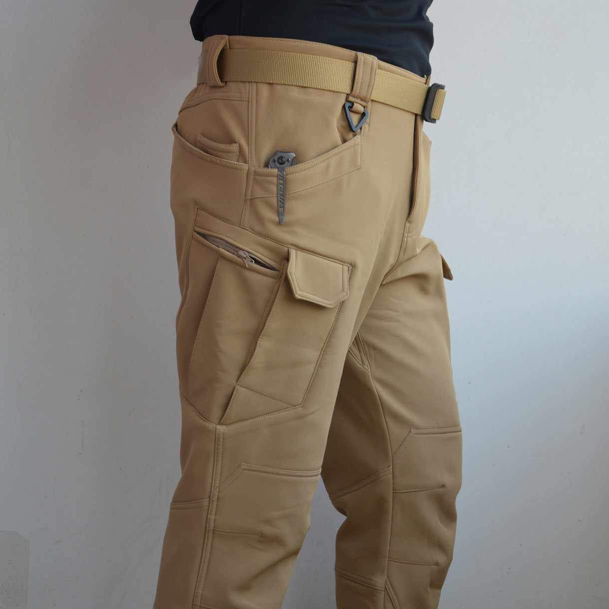 Autumn And Winter Outdoor Fleece-lined Tactical Pants Men - cas7m