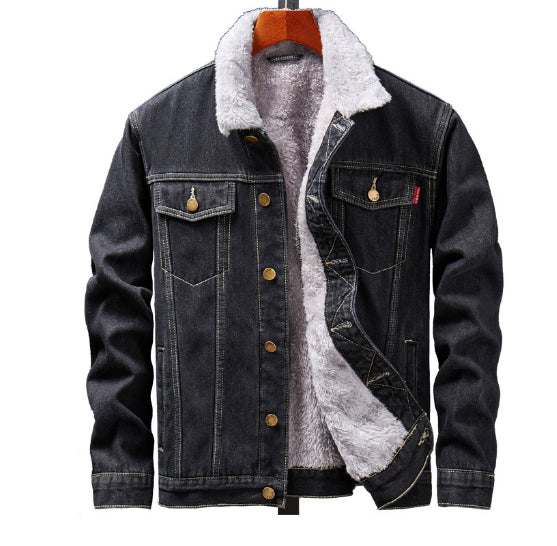 Plus velvet denim jacket - cas7m