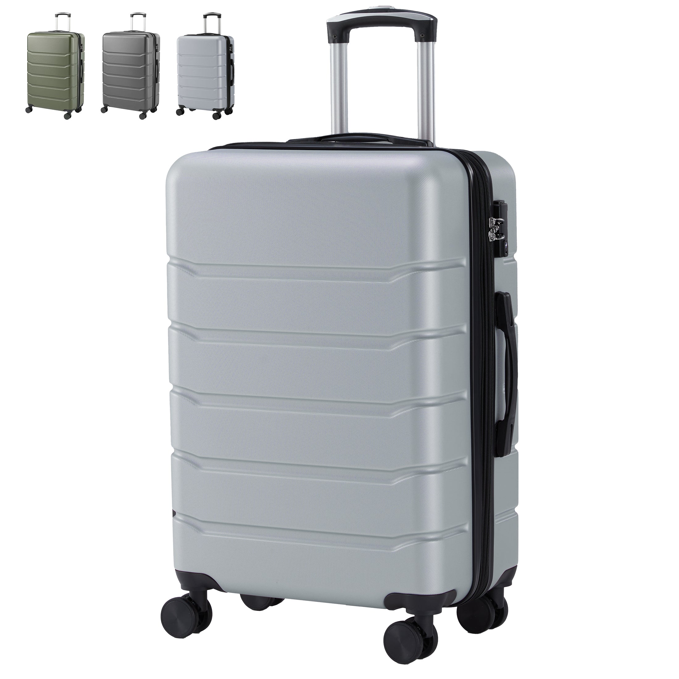 Hard Shell Carry On Suitcase, ABS Spinner Wheel Luggage, Lightweight And Expandable Rolling Travel Bag - cas7m