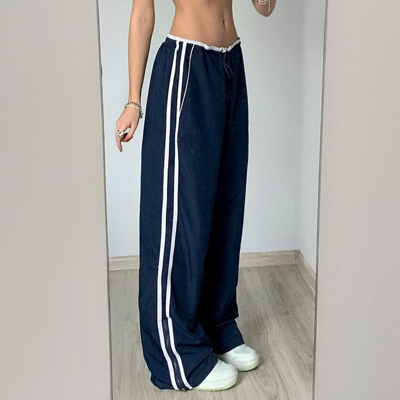 Striped Sports Pants Women Baggy Casual Classic Track Sweatpants Trousers - cas7m