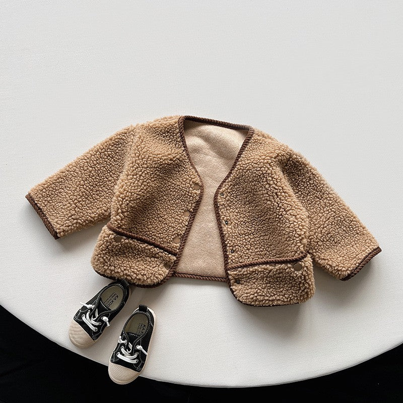 Children's Fur Coat Boys And Girls Plush Jacket - cas7m