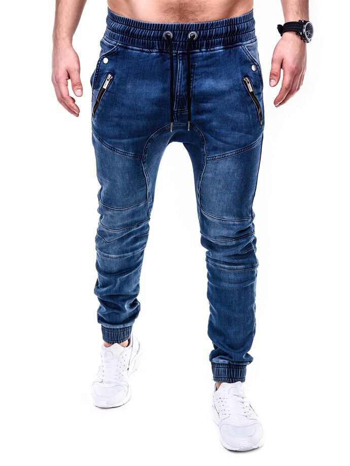 Washed Denim Casual Pants Bunch Jeans - cas7m