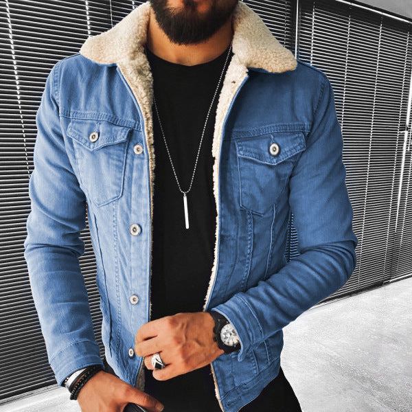 Lamb Wool Thickening Denim Jacket - cas7m