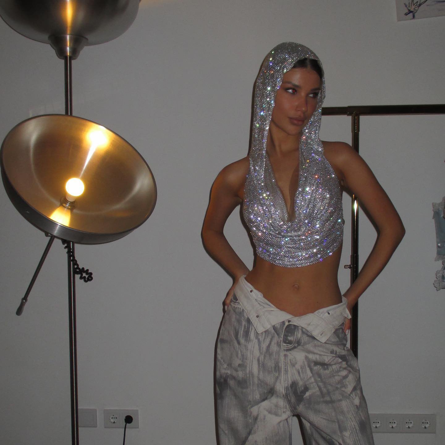 Sexy Outerwear Metal Sequins Hooded Vest - cas7m