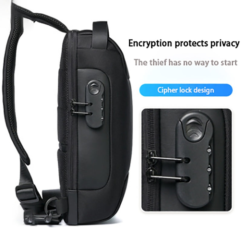 Waterproof USB Anti-theft Bag Men Oxford Crossbody Shoulder Bag Sling Multifunction Short Travel Messenger Chest Pack - cas7m