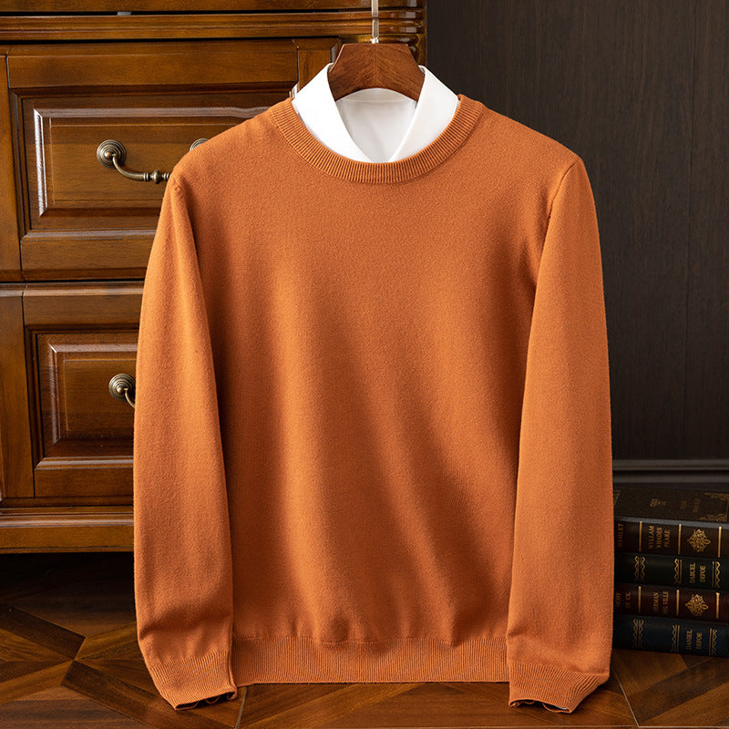 Round Neck Pullover Bottoming Shirt Casual Business Loose Long Sleeve Sweater - cas7m