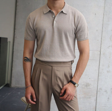 Men's Summer Lapels T-shirt Solid Color Casual - cas7m