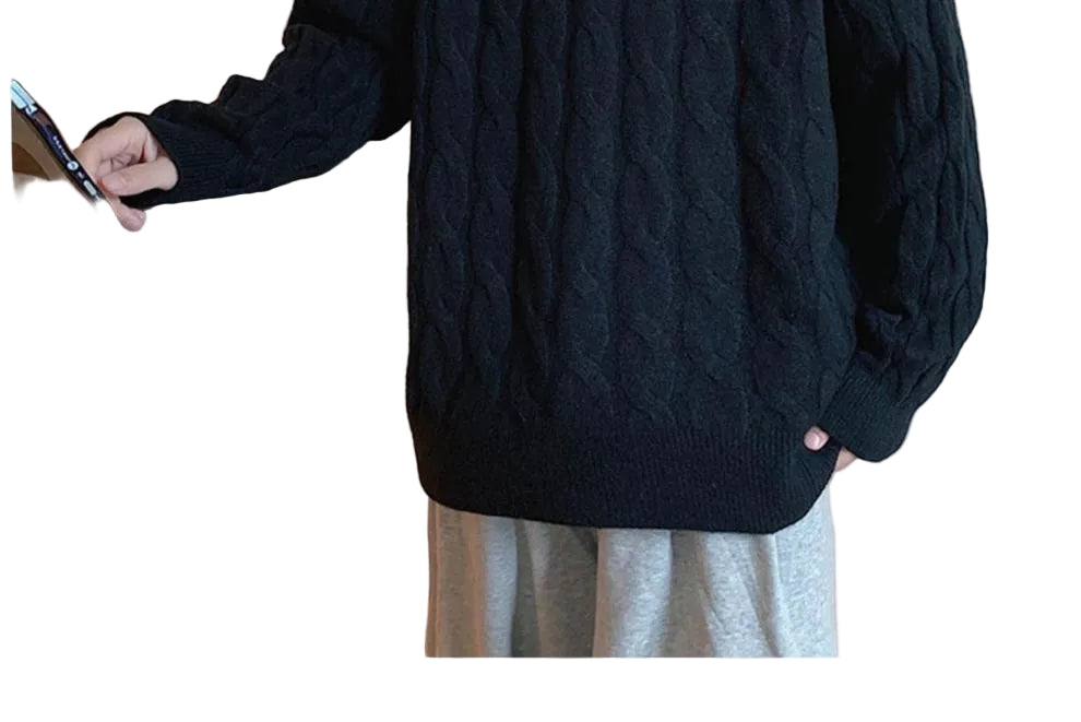 Loose Base Twist Round Neck Sweater Hand-woven Sweater - cas7m