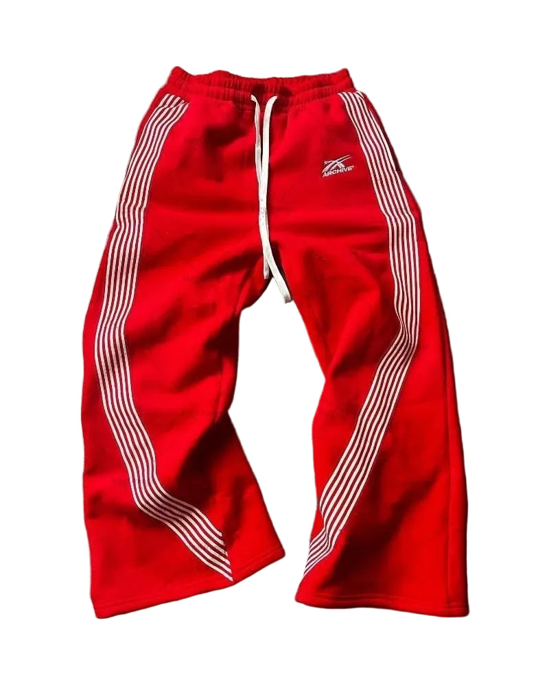 Striped With Fleece Lining Fleece Sports Pants - cas7m