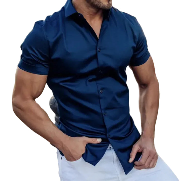 Simple Summer Men's Casual Solid Color Shirt - cas7m