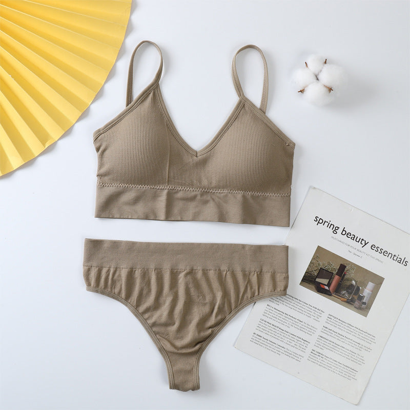 Cotton Nylon Embroidered Strapless Lingerie Set - 8 Colors - cas7m