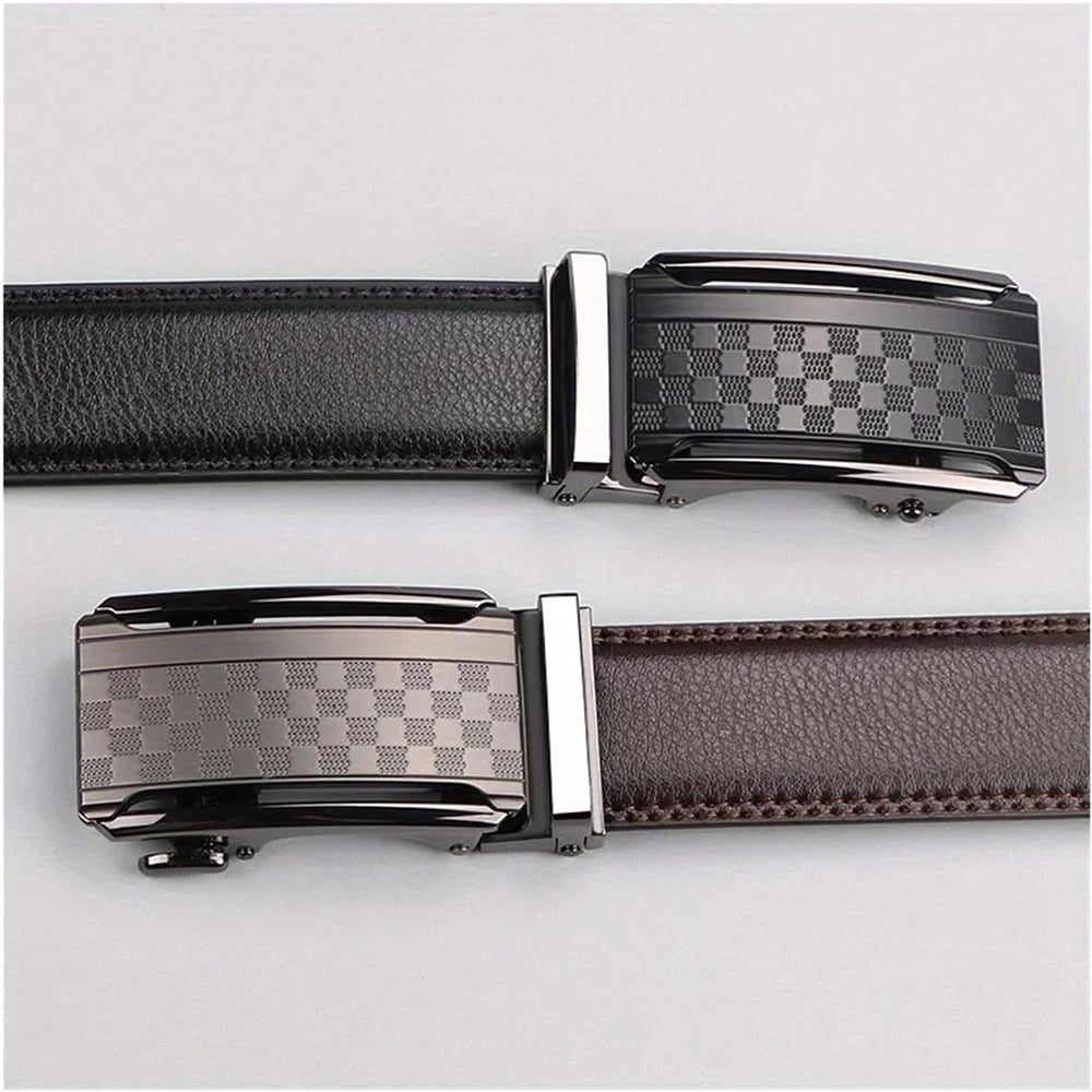 Men Belt Leather Belt For Men With Anti-Scratch Buckle Control Design For Formal Work Or Casual - cas7m