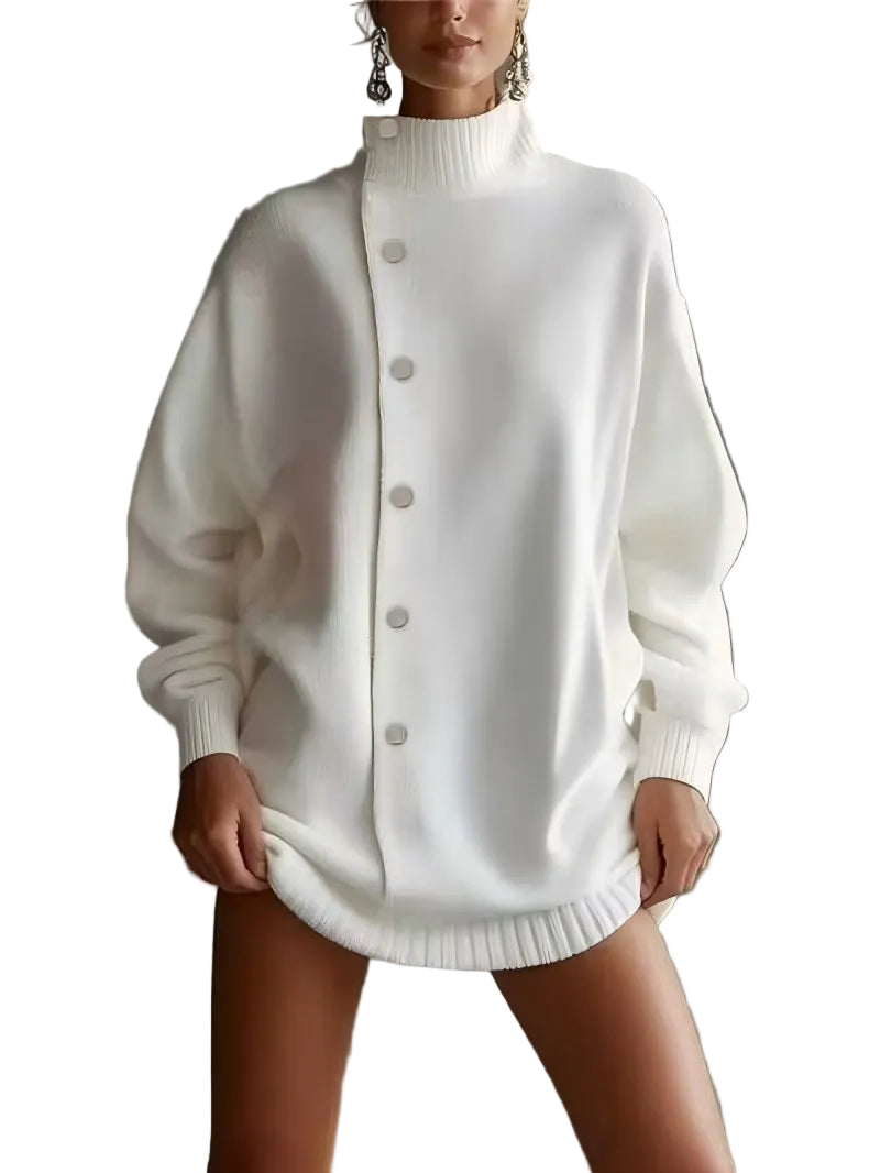 Womens Turtleneck Sweater Cardigan Knitted Outerwear For FallWinter - cas7m
