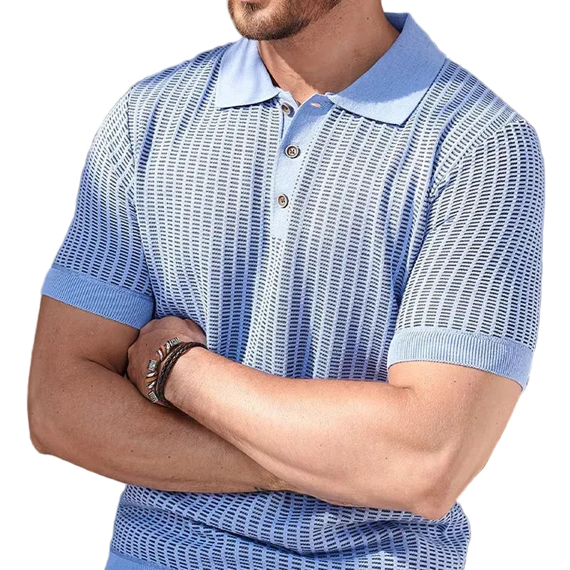 New Fashion Mens Knitted Polo Shirt Short-Sleeve - cas7m