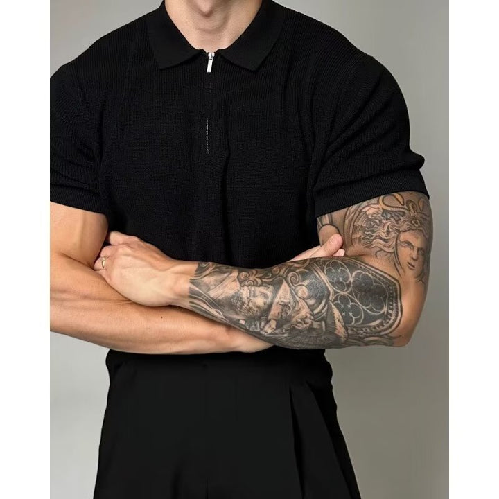 Men's Solid Color Casual Half Sleeve Bottoming Shirt - cas7m