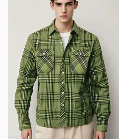 Mens Stylish Long-Sleeve Lapel Shirt - cas7m