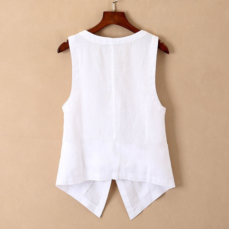 Women's Casual Linen Short VestUndershirt - cas7m
