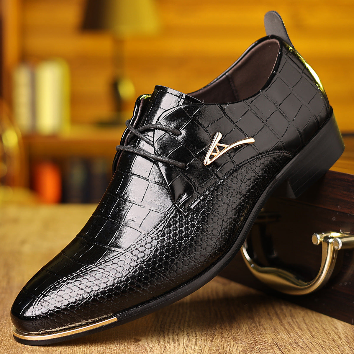 Men's Plus Size Leather Dress Shoes: Elegant Pointed Toe Design - cas7m