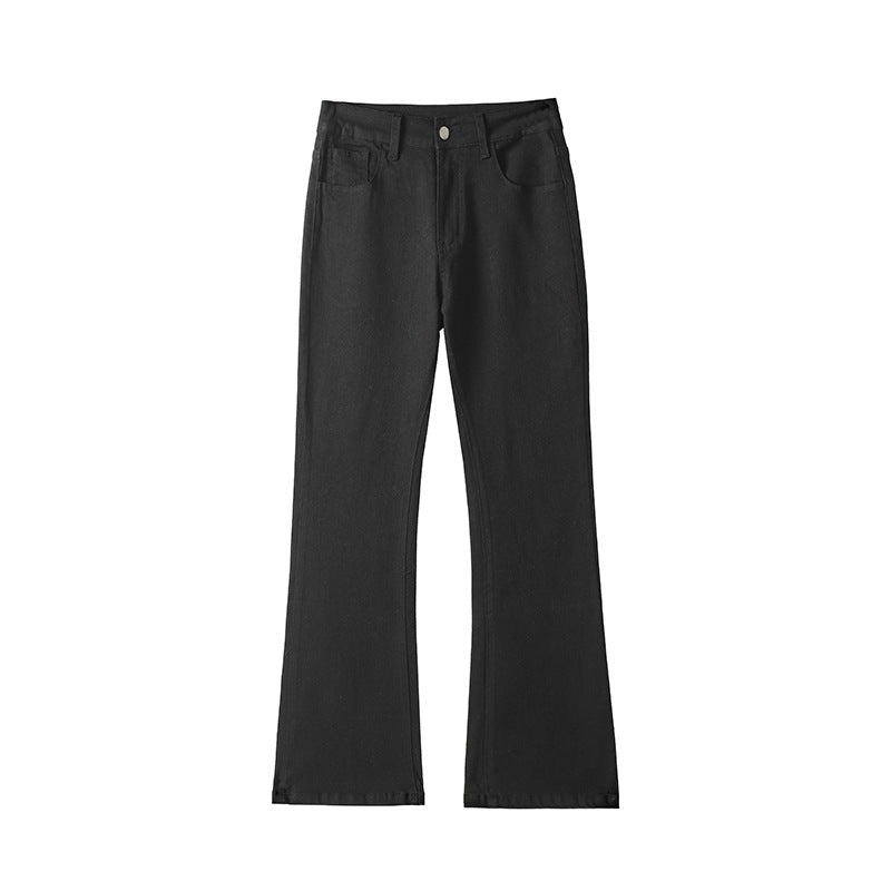 Spring And Autumn Elastic Black Bootcut Denim Jeans - cas7m