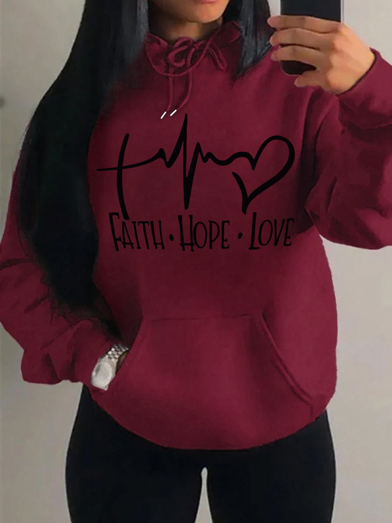 Faith Hope Love Letter Graphic Women Hoodie - cas7m