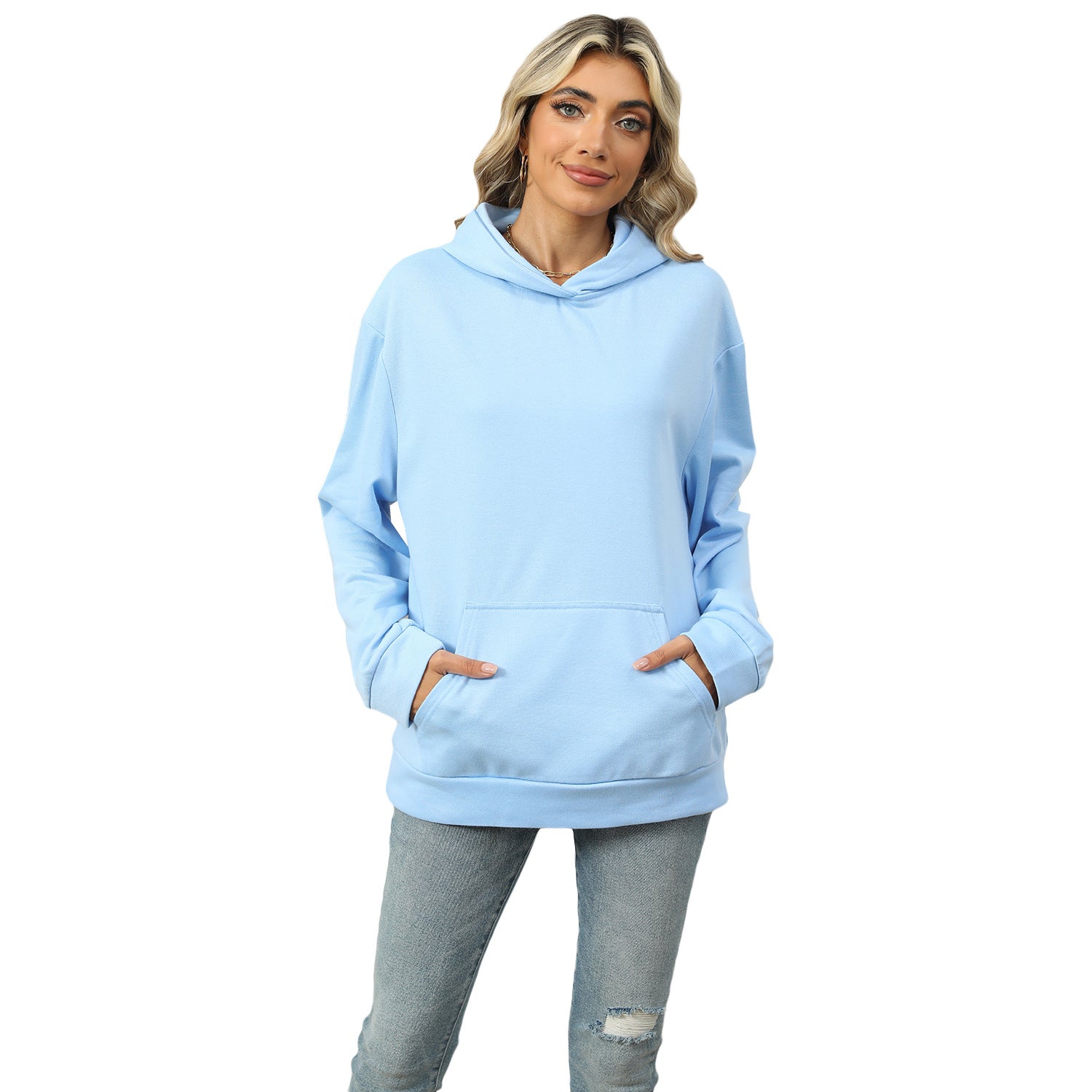 Casual Hooded Pocket Sweatshirt Women - cas7m